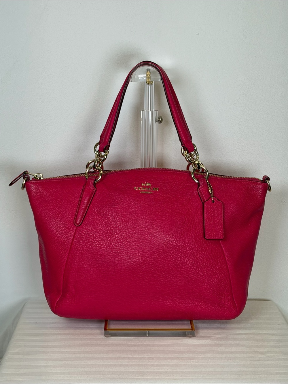 Coach Small ‘Kelsey’ Satchel Handbag Dual Top Handles Gold-Tone Hardware